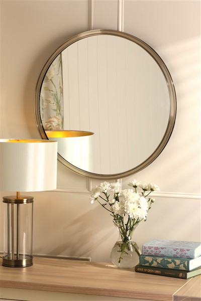 (image for) Laura Ashley Harrington Mirror Antique Brass and Mirror 60cm